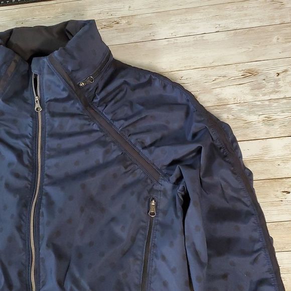 Lululemon Gather and Sprint Jacket Blue Black Polka Dot Size 6 - Picture 4 of 10